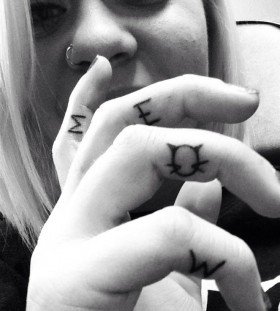 MEOW Cat Side Finger Tattoo