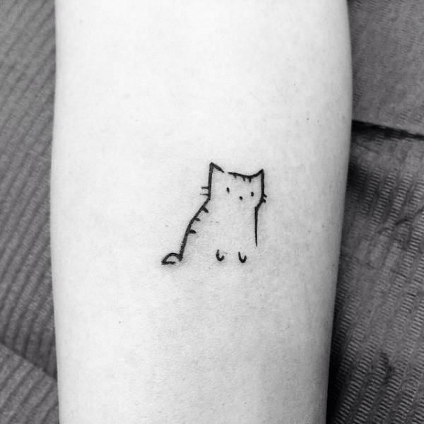 Simple Cartoon Cat Tattoo