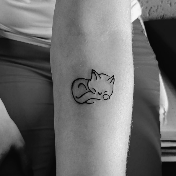 Sleeping Cat Tattoo