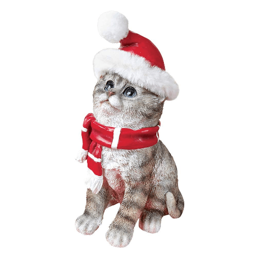 Christmas Porch Cat Statue