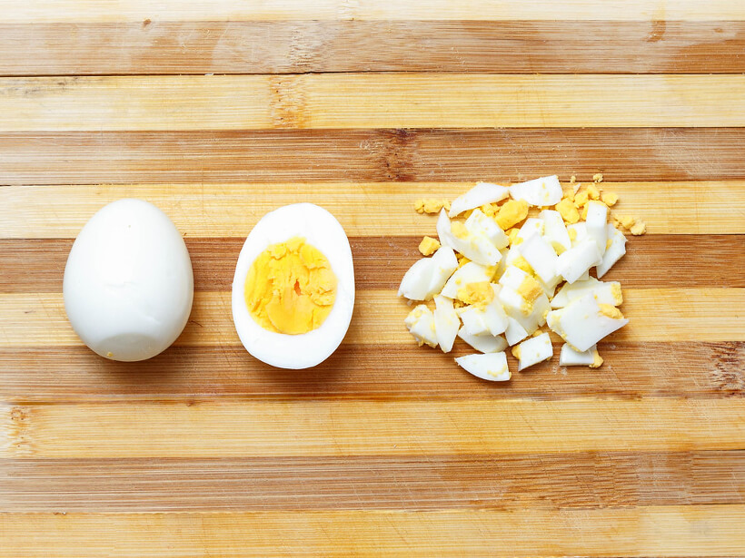 Hard-boiled eggs for cats